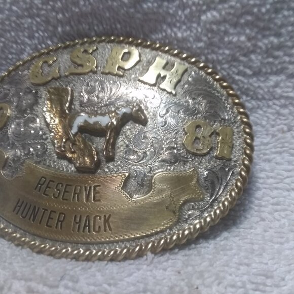 C.S.PH 1981 Reserve Hunter Hack Silverado Silversmiths Silver Overlay Buckle VTG main image 13